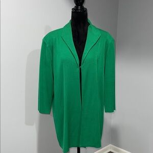 Misook Women's Green Open Front Knit 3/4 Sleeve Cardigan size XL or 2XL